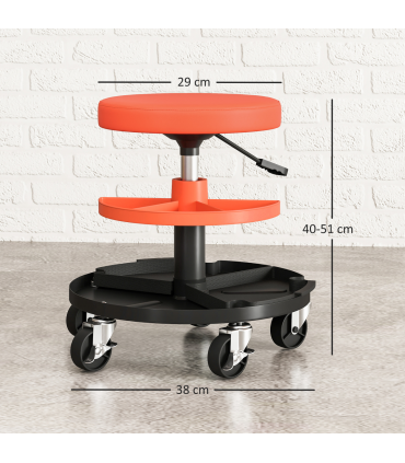 HOMCOM Rolling Mechanic Stool, 135kg Capacity Workshop Stool, Yellow