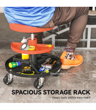 HOMCOM Rolling Mechanic Stool, 135kg Capacity Workshop Stool, Yellow