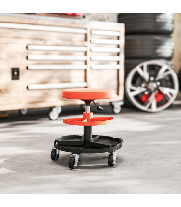 HOMCOM Rolling Mechanic Stool, 135kg Capacity Workshop Stool, Yellow