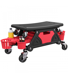 HOMCOM Rolling Mechanic Stool, 135kg Capacity Workshop Stool, Red