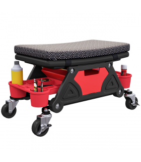 HOMCOM Rolling Mechanic Stool, 135kg Capacity Workshop Stool, Black