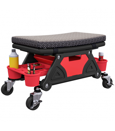 HOMCOM Rolling Mechanic Stool, 135kg Capacity Workshop Stool, Black