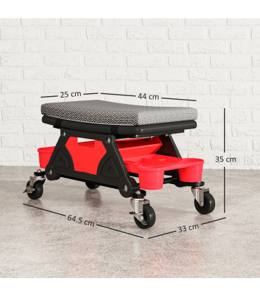 HOMCOM Rolling Mechanic Stool, 135kg Capacity Workshop Stool, Black