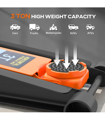 HOMCOM 3 Ton Low Profile Floor Jack, 7.5-50.5 cm Hydraulic Car Trolley Jack