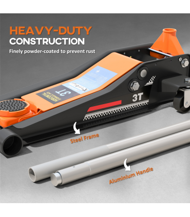HOMCOM 3 Ton Low Profile Floor Jack, 7.5-50.5 cm Hydraulic Car Trolley Jack