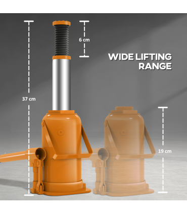 HOMCOM 12 Tonne Hydraulic Bottle Jack, 19-37 cm Car Jack Lift, Orange