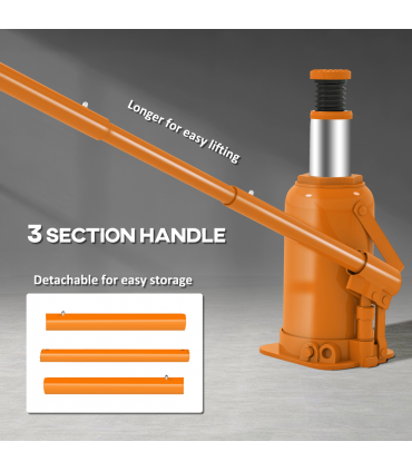 HOMCOM 12 Tonne Hydraulic Bottle Jack, 19-37 cm Car Jack Lift, Orange