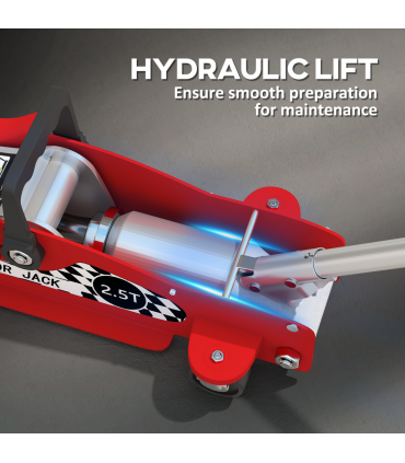 HOMCOM Hydraulic Low Profile Floor Jack, 2.5 T 80-360 mm Steel Car Jack, Red