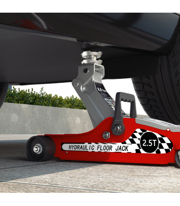 HOMCOM Hydraulic Low Profile Floor Jack, 2.5 T 80-360 mm Steel Car Jack, Red