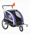 HOMCOM 2 Seat Child Bike Trailer, Baby Bicycle Trailer for 2 Kids, Purple