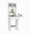 HOMCOM Compact Dressing Table with Lighted Mirror Open Shelves Drawer White