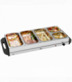 HOMCOM Electric Food Warmer 5 Tray, 9.2L Buffet Server with Lids, Silver