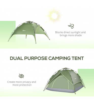 POP-UP TENT: Green 190T Polyester 140H x 210L x 210Wcm Camping Festival Hiking
