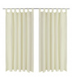 2 pcs Cream Micro-Satin Curtains with Loops 140 x 225 cm