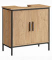 HOMCOM Under Sink Cabinet with Doors for Basin without or with Pedestal Oak