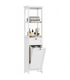 HOMCOM Slim Bathroom Storage Unit with Tilt-Out Laundry Cabinet Drawer White