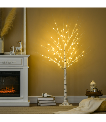 5ft Artificial White Birch Tree Light  96 Warm White Pre-Lit LED Light