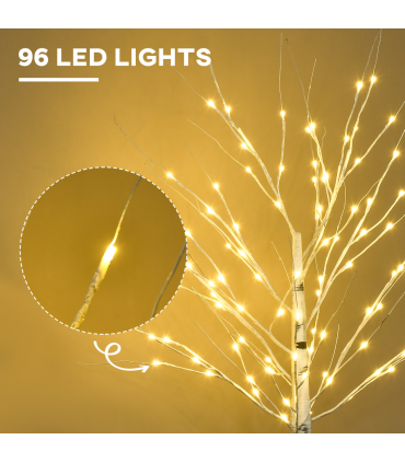 5ft Artificial White Birch Tree Light  96 Warm White Pre-Lit LED Light