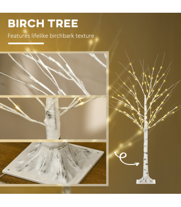5ft Artificial White Birch Tree Light  96 Warm White Pre-Lit LED Light