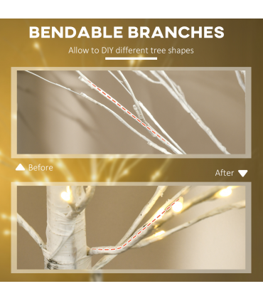 5ft Artificial White Birch Tree Light  96 Warm White Pre-Lit LED Light