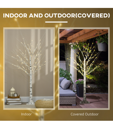 5ft Artificial White Birch Tree Light  96 Warm White Pre-Lit LED Light