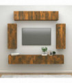 6 Piece TV Cabinet Set Smoked Oak Engineered Wood