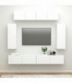 6 Piece TV Cabinet Set White Engineered Wood