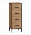 HOMCOM Narrow Bathroom Storage Cabinet with 4 Drawers for Small Spaces, Oak