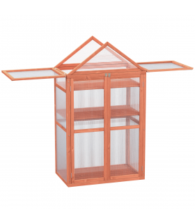 Wood Cold Frame Greenhouse for Plants PC Board Orange 80cm x 46.5cm x 138cm