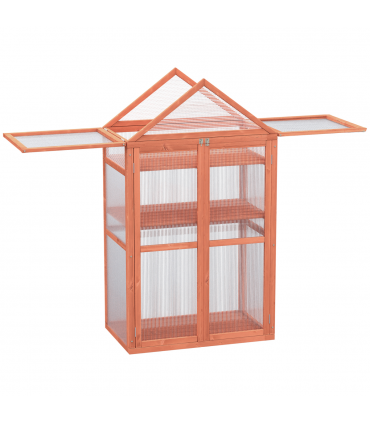 Wood Cold Frame Greenhouse for Plants PC Board Orange 80cm x 46.5cm x 138cm