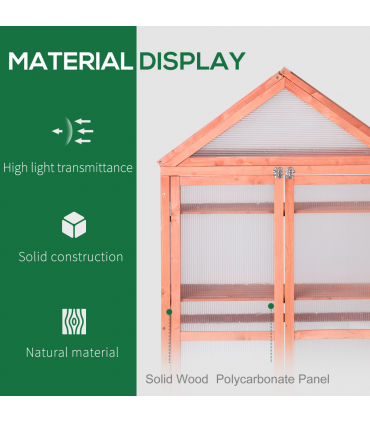 Wood Cold Frame Greenhouse for Plants PC Board Orange 80cm x 46.5cm x 138cm