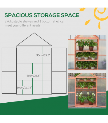Wood Cold Frame Greenhouse for Plants PC Board Orange 80cm x 46.5cm x 138cm