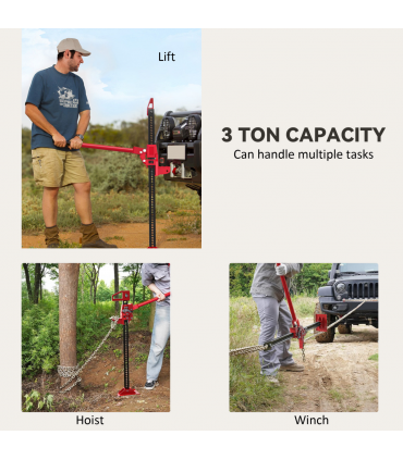 HOMCOM 33" 3 Tonne High Lift Farm Jack for 4x4 Tractors Trucks, Red