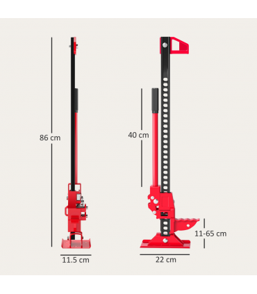 HOMCOM 33" 3 Tonne High Lift Farm Jack for 4x4 Tractors Trucks, Red