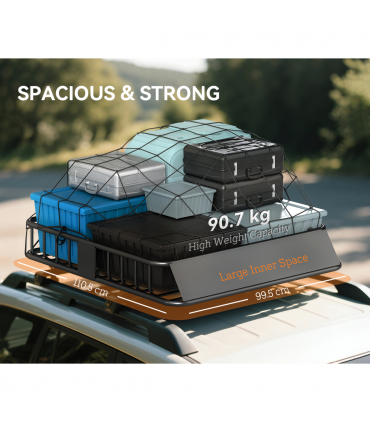 HOMCOM 90.7 kg Universal Roof Rack Basket, Steel Car Rooftop Luggage Holder