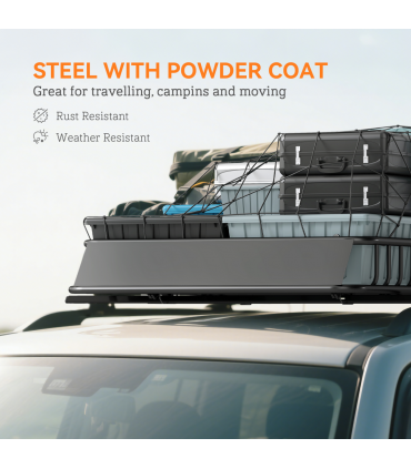 HOMCOM 90.7 kg Universal Roof Rack Basket, Steel Car Rooftop Luggage Holder