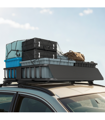 HOMCOM 90.7 kg Universal Roof Rack Basket, Steel Car Rooftop Luggage Holder