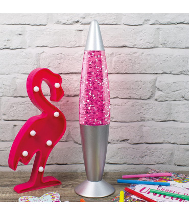 Global Gizmos 16 Inches Tall Pink Glitter Lamp- 48620