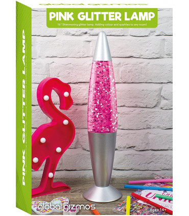 Global Gizmos 16 Inches Tall Pink Glitter Lamp- 48620