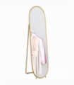 HOMCOM Oval Full Length Mirror with Metal Frame Hanging or Leaning Gold Tone