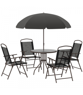 6 Pcs Bistro Set, Texteline-Black