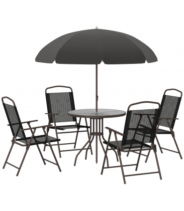 6 Pcs Bistro Set, Texteline-Black