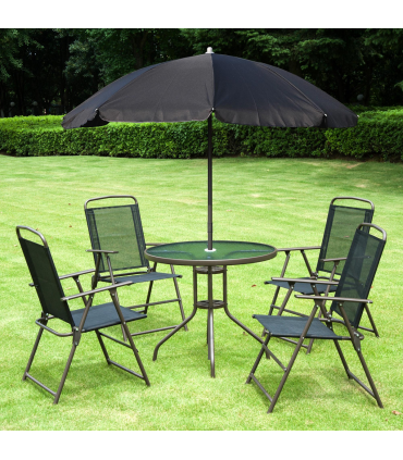 6 Pcs Bistro Set, Texteline-Black
