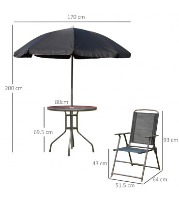 6 Pcs Bistro Set, Texteline-Black