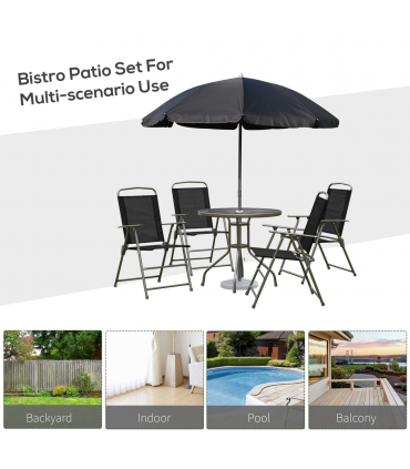 6 Pcs Bistro Set, Texteline-Black