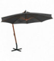 Hanging Parasol with Pole Anthracite 3.5x2.9 m Solid Fir Wood
