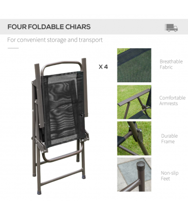 6 Pcs Bistro Set, Texteline-Black