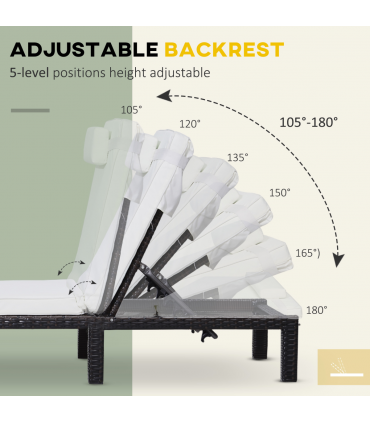 Rattan Sun Lounger Bed-Brown