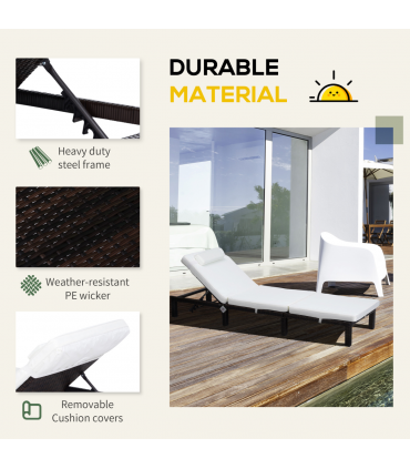 Rattan Sun Lounger Bed-Brown