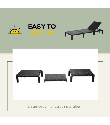 Rattan Sun Lounger Bed-Brown